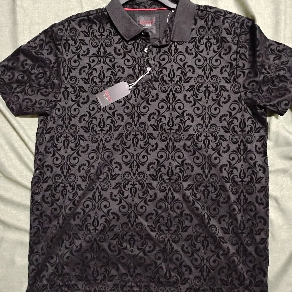 Goth Bruno Luxe Velvet Flocked Short Sleeve Henley II